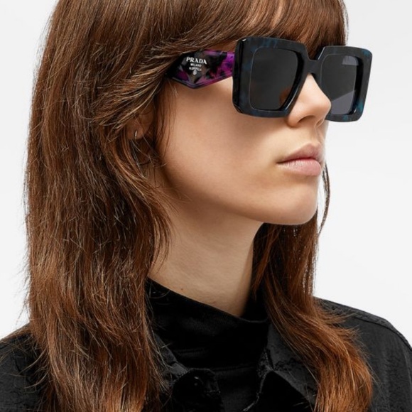 Authentic New PRADAAcetate Symbole Sunglasses SPR 23Y Slate Grey Purple - Picture 2 of 4